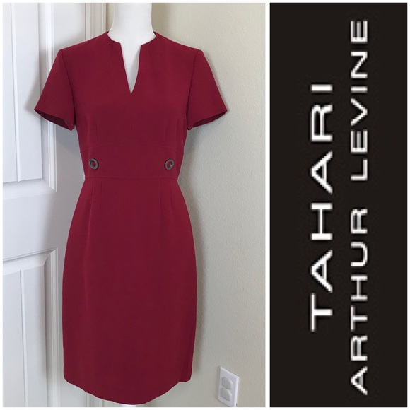 Tahari Dresses & Skirts - Tahari ASL Sheath Dress Cap Sleeves Red Sz 6